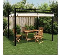 ""En solde"" Tonnelle de jardin - BURKE - Tente Pliable Imperméable - avec toit rétractable crème 3x3 m aluminium J3645