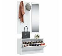 En soldes - Ensemble d'armoires à chaussures MODERNE - pour maison - Commode/cabinet couloir - 3-en-1 Blanc Bois d'ingénierie 2_1726
