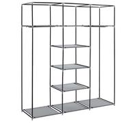 En soldes - Gris Placard/Cabinet chambre - Armoire avec compartiments - et barres Gris 150x45x175cm Tissu 2_3313188