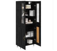 En soldes - Lot de 2 Buffets muraux, Haut Armoire vaisselier, Chêne noir 69,5x34x180cm 8_5819649