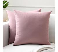 Encasa XO Couvre-oreillers de Lancement de Coton Ensemble de 2 I 16x16 in (40x40 cm) - Mauve i Pas d'insert I Plaine Square Cas d'oreiller I Lavable| Utilisation intérieure Uniquement