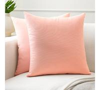 Encasa XO Couvre-oreillers de Lancement de Coton Ensemble de 2 I 16x16 in (40x40 cm) - Rose i Pas d'insert I Plaine Square Cas d'oreiller I Lavable| Utilisation intérieure Uniquement