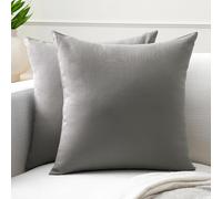 Encasa XO Couvre-oreillers de Lancement de Coton Ensemble de 2 I 18x18 in (45x45 cm) - Gris i Pas d'insert I Plaine Square Cas d'oreiller I Lavable| Utilisation intérieure Uniquement