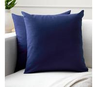 Encasa XO Couvre-oreillers de Lancement de Coton Ensemble de 2 I 18x18 in (45x45 cm) - Scotch Bleu i Pas d'insert I Plaine Square Cas d'oreiller I Lavable| Utilisation intérieure Uniquement