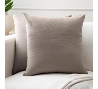 Encasa XO Couvre-oreillers de Lancement de Coton Ensemble de 2 I 20x20 in (50x50 cm) - Beige i Pas d'insert I Plaine Square Cas d'oreiller I Lavable| Utilisation intérieure Uniquement