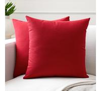 Encasa XO Couvre-oreillers de Lancement de Coton Ensemble de 2 I 20x20 in (50x50 cm) - Rouge foncé i Pas d'insert I Plaine Square Cas d'oreiller I Lavable| Utilisation intérieure Uniquement