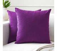 Encasa XO Couvre-oreillers de Lancement de Coton Ensemble de 2 I 20x20 in (50x50 cm) - Violet i Pas d'insert I Plaine Square Cas d'oreiller I Lavable| Utilisation intérieure Uniquement