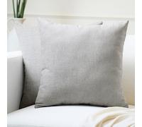 Encasa XO Housse de Coussin en Chenille Lot de 2 | Gris Clair uni - (16"x16") (40x40 cm) | Housses de Coussin Carrées Décoratives pour Canapé, Décoration Maison, Sofa