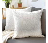 Encasa XO Housse De Coussin pour Canapé 40x40 cm Blanc en Velours Gaufré de Housses de Coussin Douces et Chambres Élégants | Lot de 2 | Uniquement des Housses, Pas d'inserts