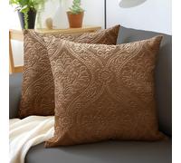 Encasa XO Housse De Coussin pour Canapé 40x40 cm Café en Velours Gaufré de Housses de Coussin Douces et Chambres Élégants | Lot de 2 | Uniquement des Housses, Pas d'inserts