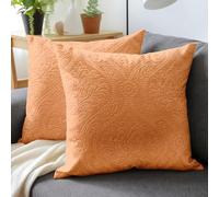 Encasa XO Housse De Coussin pour Canapé 50x50 cm Pêche en Velours Gaufré de Housses de Coussin Douces et Chambres Élégants | Lot de 2 | Uniquement des Housses, Pas d'inserts