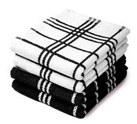 Encasa XO Jeux de Cuisine et Jeux de Cuisine Noir Terry Toallas de Felpa de algodón hautement absorbantes | 60x40 cm | Multiusos Para Lavar platos y limpiar Lot de 4