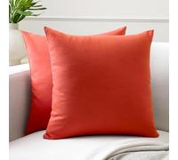 Encasa XO Lot de 2 Housses de Coussin en Coton - 40 x 40 cm - Brique - Pas d'insert - Housses de Coussin Simples - Lavable en Machine - Utilisation intérieure Uniquement
