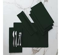 Encasa XO Lot de 6 Set de Table Lavable en Coton pour Salle à Manger et Cuisine | Sets de Table Coton Côtelé Fin | ProtectionTable Repas Quotidien | Couleur Vert foncé | Taille 48x32 cm