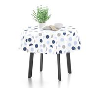 Encasa XO Nappe imprimée 145 cm-Round pour 4 Seater Table à Manger, 100% Coton, Lavable en Machine, Durable, rectangulaire, pour la Maison, Le Restaurant, Le Banquet - Lune Bleue