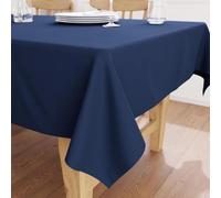 Encasa XO Nappe Rectangulaire en Toile de Coton 140x230 cm Bleu | Couleur Unie Décorative | Drapé Élégant & Durable | Lavable en Machine