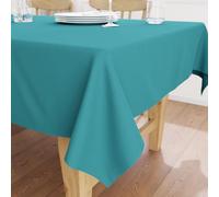 Encasa XO Nappe Rectangulaire en Toile de Coton 140x230 cm Bleu | Couleur Unie Décorative | Drapé Élégant & Durable | Lavable en Machine