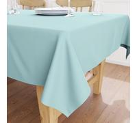 Encasa XO Nappe Rectangulaire en Toile de Coton 140x230 cm Bleu | Couleur Unie Décorative | Drapé Élégant & Durable | Lavable en Machine