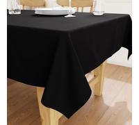 Encasa XO Nappe Rectangulaire en Toile de Coton 140x230 cm Noir | Couleur Unie Décorative | Drapé Élégant & Durable | Lavable en Machine