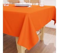 Encasa XO Nappe Rectangulaire en Toile de Coton 140x230 cm Orange | Couleur Unie Décorative | Drapé Élégant & Durable | Lavable en Machine