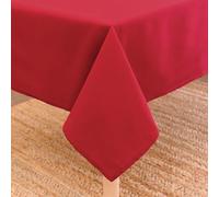 Encasa XO Nappe Rectangulaire en Toile de Coton 140x230 cm Rouge | Couleur Unie Décorative | Drapé Élégant & Durable | Lavable en Machine