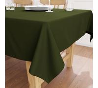 Encasa XO Nappe Rectangulaire en Toile de Coton 140x230 cm Vert | Couleur Unie Décorative | Drapé Élégant & Durable | Lavable en Machine