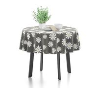 Encasa XO Nappe Rectangulaire Imprimée, 100% Coton 57"- Round Gris Daisy