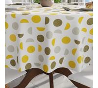Encasa XO Nappe Rectangulaire Imprimée, 100% Coton 57"- Round Lune Jaune