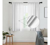 Encasa XO Rideaux Solides en Polyester avec Cravate, 140x137 cm Window Ensemble de Panneaux de 2 - Poly, Poche de Canne, filtrage léger, Rideaux pour la Porte, Chambre, Salon