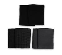 Encasa XO Serviettes de Cuisine et Gants de Toilette en Coton | Combo Gris Noir | Torchon Texturé et à Tissage Plat | Ensemble de Torchons | 70x45 cm | Réutilisable et Séchage Rapide Lot de 6