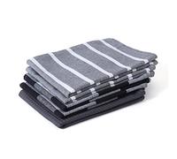 Encasa XO Serviettes de Cuisine et Gants de Toilette en Coton | Gris | Torchon Gaufré et à Tissage Plat | Ensemble de Torchons | 70x45 cm | Réutilisable et Séchage Rapide Lot de 5