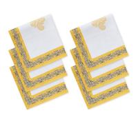 Encasa XO Serviettes de Table Lot de 6 | Serviettes en Toile de Coton avec Impression en Bloc Jaune-01-45x45 cm | Impression Manuelle Jaipur Sanganeri