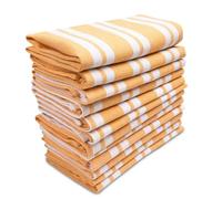 Encasa XO Serviettes en Coton Lot de 12 | Rayures Jaunes Franca | Taille 50x50 cm | Serviettes de Table | Lavables en Machine et Réutilisables