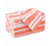 Encasa XO Serviettes en Coton Lot de 12 | Rayures Orange Franca | Taille 43x43 cm | Serviettes de Table | Lavables en Machine et Réutilisables