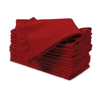Encasa XO Serviettes en Tissu Lot de 12 | Pur Coton avec Ourlet Jour échelle | Rouge foncé | Taille Carrée 43x43 cm | Serviettes de Table - Lavables en Machine et Réutilisables
