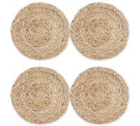 Encasa XO Sets de Dessous de Plat Ronds pour Plats Chauds | Blanchiment Naturel pour Jute Lot de 4, Diamètre 18 cm | Dessous de Plat Ronds Épais Résistants à la Chaleur | pour Casseroles et Poêles