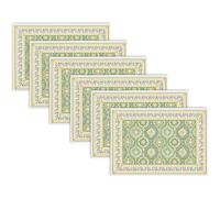 Encasa XO Sets de Table en Coton Lavables Lot de 6 pour, [Taille en cm], Absorbants, Imprimé Artisanal Block Print, pour Cuisine et Salle à Manger