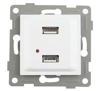 Encastrable blanc avec double USB, design moderne, installation facile, idéal pour charger des appareils électroniques à la maison ou au bureau.