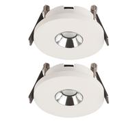 Encastrable en plâtre blanc lampe à encastrer lampe de cuisine plafonnier lampe à encastrer, chrome, LED 4,2W 200Lm blanc chaud, DxH 9x6 cm, lot de 2