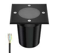ledscom.de Lampe encastrée dans le sol RELI pour l'extérieur, IP67, noir, rectangulaire, 11 x 11cm, 1x GU10 max. 15W, givré
