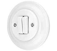 Encastré Porcelaine Rétro Double Interrupteur Tout-en-un, Série PR1 Blanc