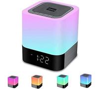 Enceinte Bluetooth portable, lampe de chevet LED tactile, veilleuse à couleurs changeantes avec réveil pour chambre à coucher