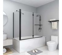 vidaXL Rehausse de baignoire 2 fois pliable ESG 120 x 68 x 130 cm Noir