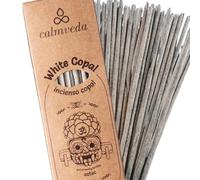 Encens Baton Copal Blanc Mexique - (24+ roulé à la Main batonnets) Batonnets d'encens Naturel sans Charbon, bâton de Sauge,Encens Spirituel odorant pour la Purification,Coffret Cadeau bâtons d'encens