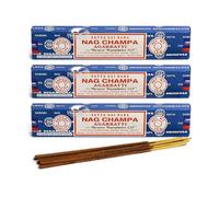 Satya Sai Baba Agarbatti Lot de 3 boîtes de bâtonnets d'encens Parfum Nag Champa