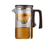 Enchantipot Théière en verre avec infuseur, séparation magique de l'eau, poignée en bois, verre borosilicate résistant à la chaleur, avec passoire (700 ml, transparent)