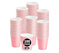 ENCHOL Lot de 100 gobelets jetables en carton de 88 ml pour salle de bain, petits bains de bouche, mini tasses à expresso jetables en papier pour fête, pique-nique, bureau et voyage (rose)