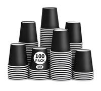 ENCHOL Lot de 100 gobelets jetables en carton de 88 ml pour salle de bain, petits bains de bouche, mini tasses à expresso jetables en papier pour fête, pique-nique, bureau et voyage (noir)