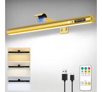 ENCOFT Lampe Murale Sans Fil,5000mAh Applique Murale LED Sans Fil à Télécommande, Lumiere Rechargeable USB, Magnétique Eclairage pour Tableaux, Salle de Bain, Miroir, Vitrines, Intérieure Dorés