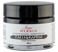 Encre de calligraphie pigmentée - Noir profond - Jacques Herbin - Flacon 40ml